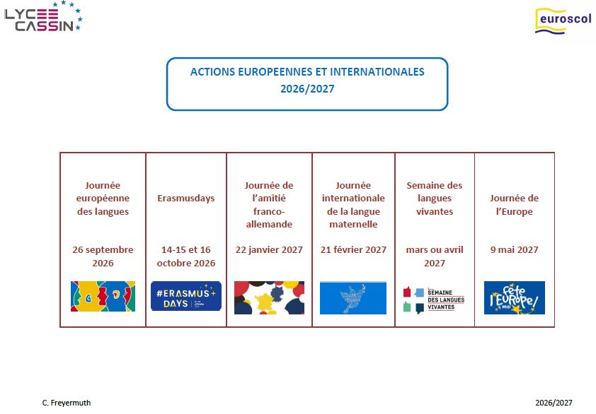 ACTIONS EUROPEENNES ET INTERNATIONALES 2026-2027 site
